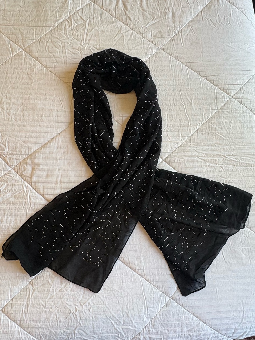 Jessica McClintock Beaded Evening Shawl/Wrap Rhinestoned One Size Formal Black